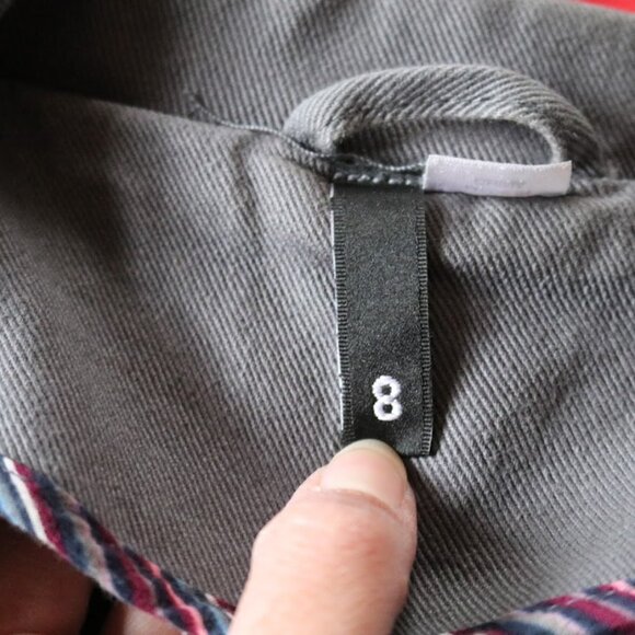 Divided by H&M Double-Breasted Twill Denim Military Jacket Coat - Gray, Size 8 - Picture 13 of 15